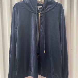 Cable & Gauge Velvet Dark Blue Hoodie Jacket Size L